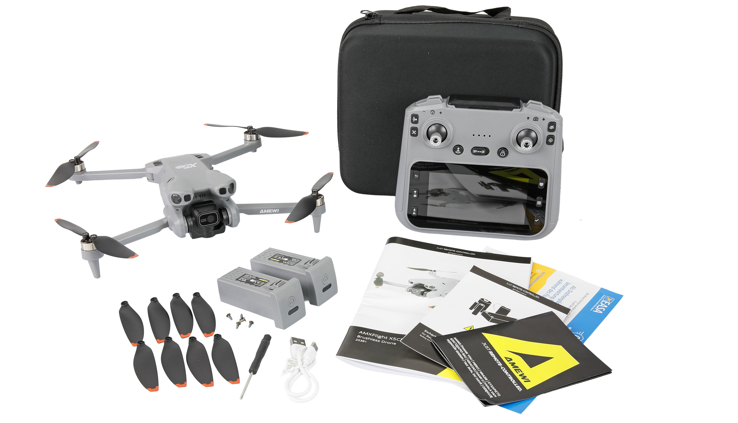 Amewi AMXFlight X5CPro Brushless Drone with Camera incl. 2 Batteries & LCD Remote Control RTF